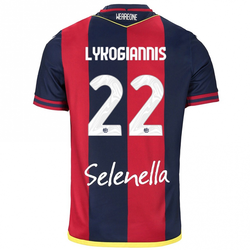 Kids Football Charalampos Lykogiannis #22 Red Royal Blue Home Jersey 2024/25 T-Shirt Nz