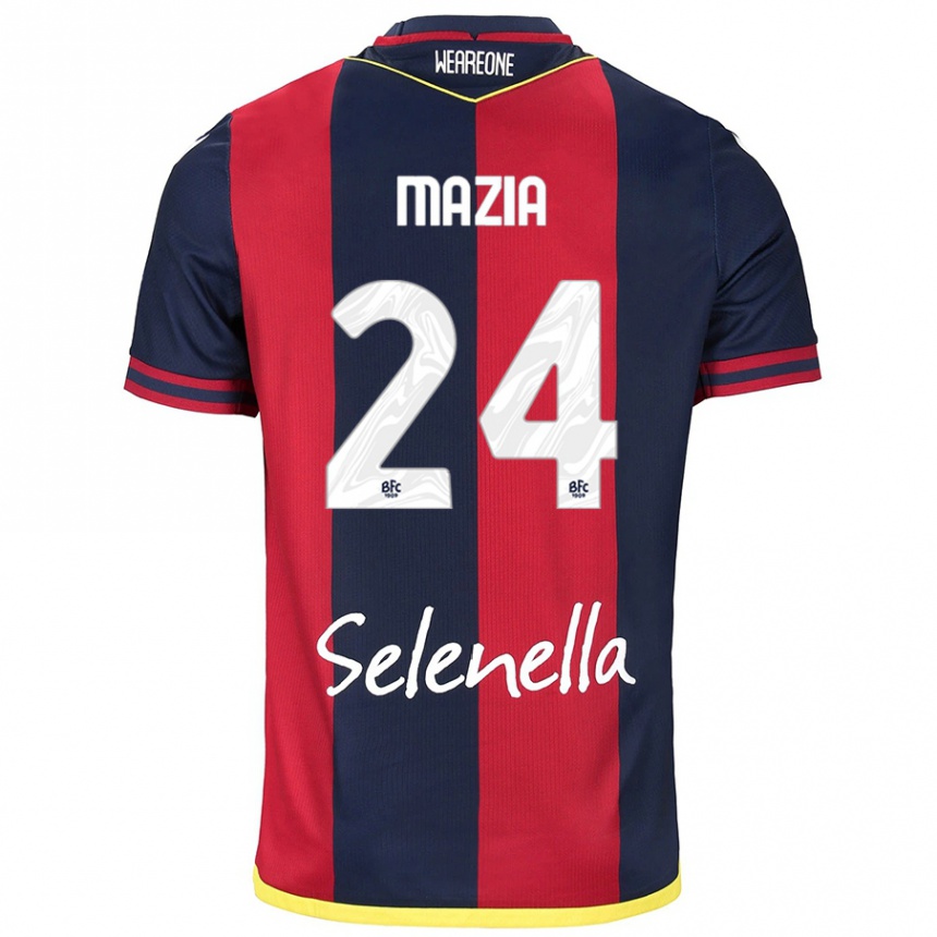 Kids Football Andrea Mazia #24 Red Royal Blue Home Jersey 2024/25 T-Shirt Nz