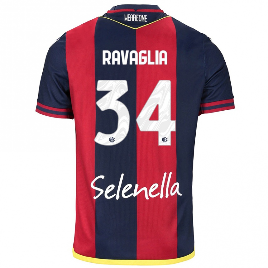 Kids Football Federico Ravaglia #34 Red Royal Blue Home Jersey 2024/25 T-Shirt Nz