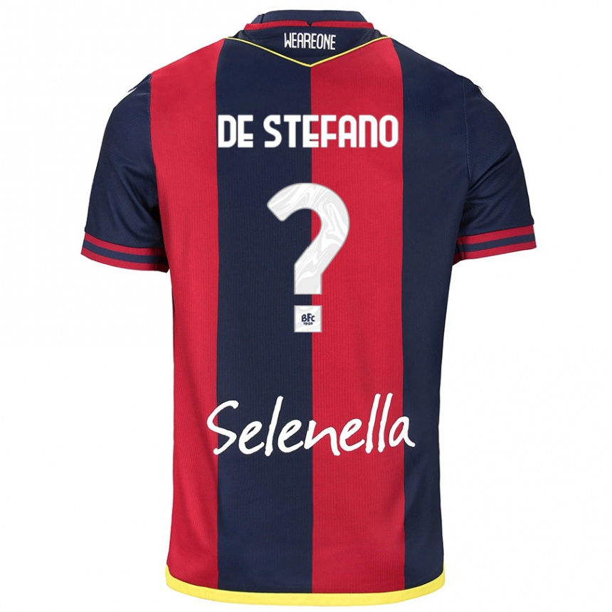 Kids Football Nicolò De Stefano #0 Red Royal Blue Home Jersey 2024/25 T-Shirt Nz