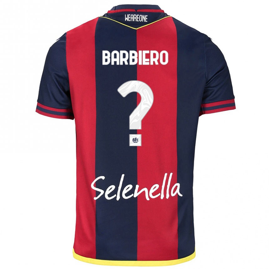 Kids Football Andrea Barbiero #0 Red Royal Blue Home Jersey 2024/25 T-Shirt Nz