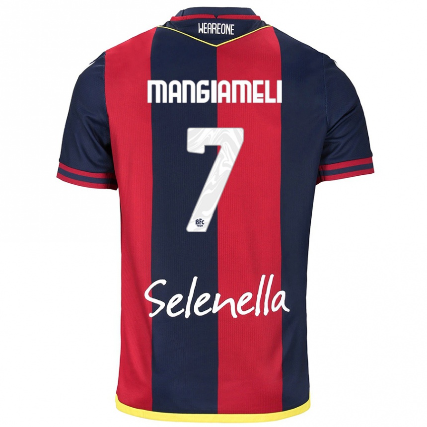 Kids Football Federico Mangiameli #7 Red Royal Blue Home Jersey 2024/25 T-Shirt Nz