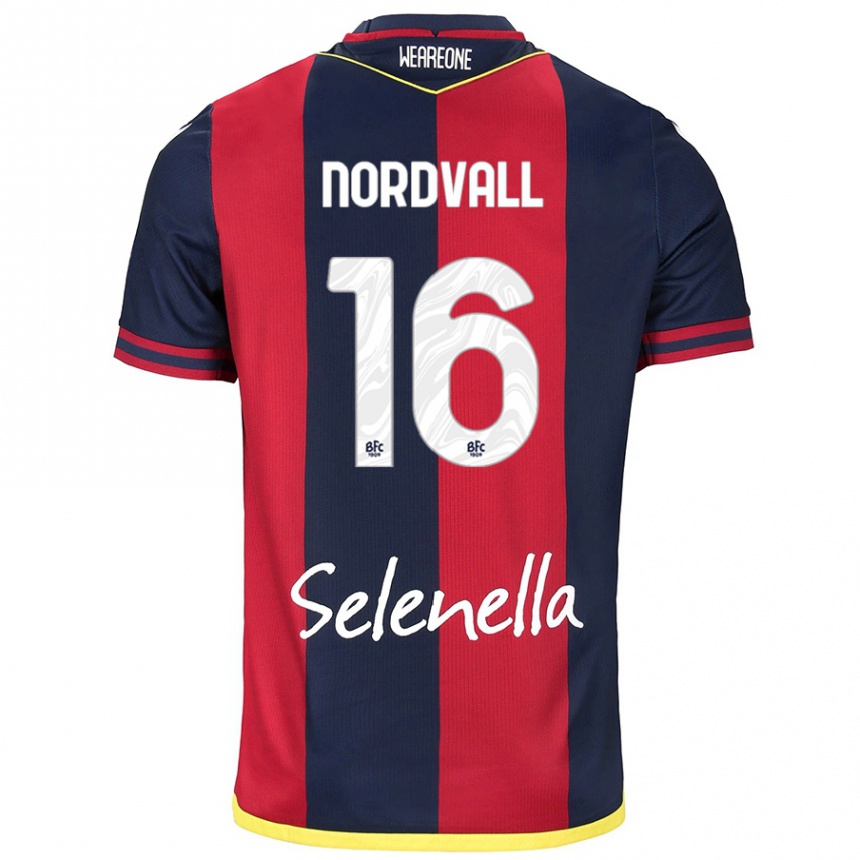 Kids Football Ossian Nordvall #16 Red Royal Blue Home Jersey 2024/25 T-Shirt Nz