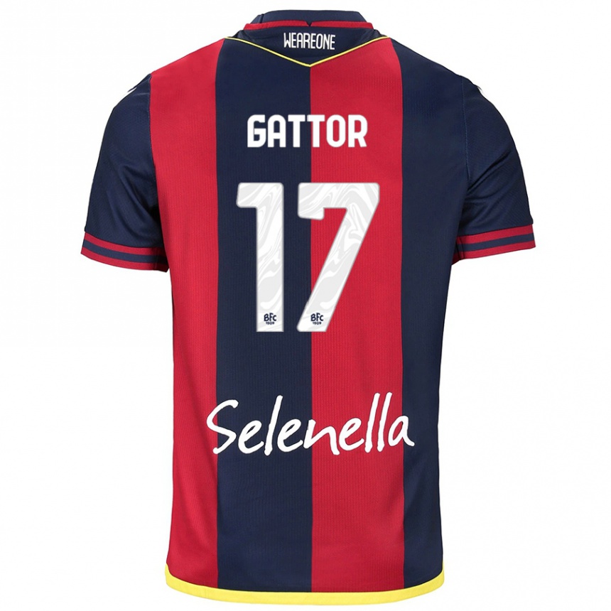 Kids Football Gianluca Gattor #17 Red Royal Blue Home Jersey 2024/25 T-Shirt Nz