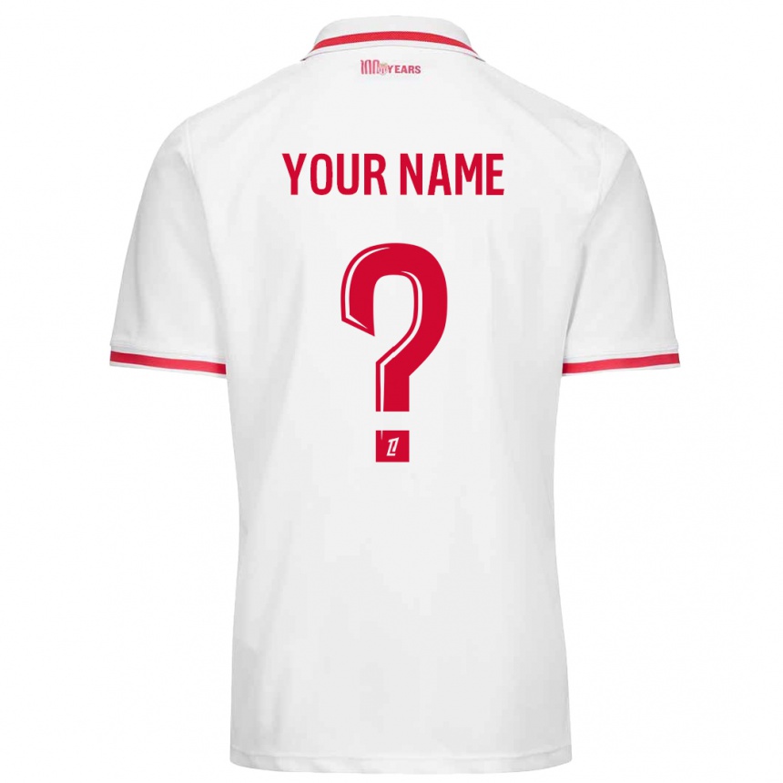 Kids Football Your Name #0 White Red Home Jersey 2024/25 T-Shirt Nz