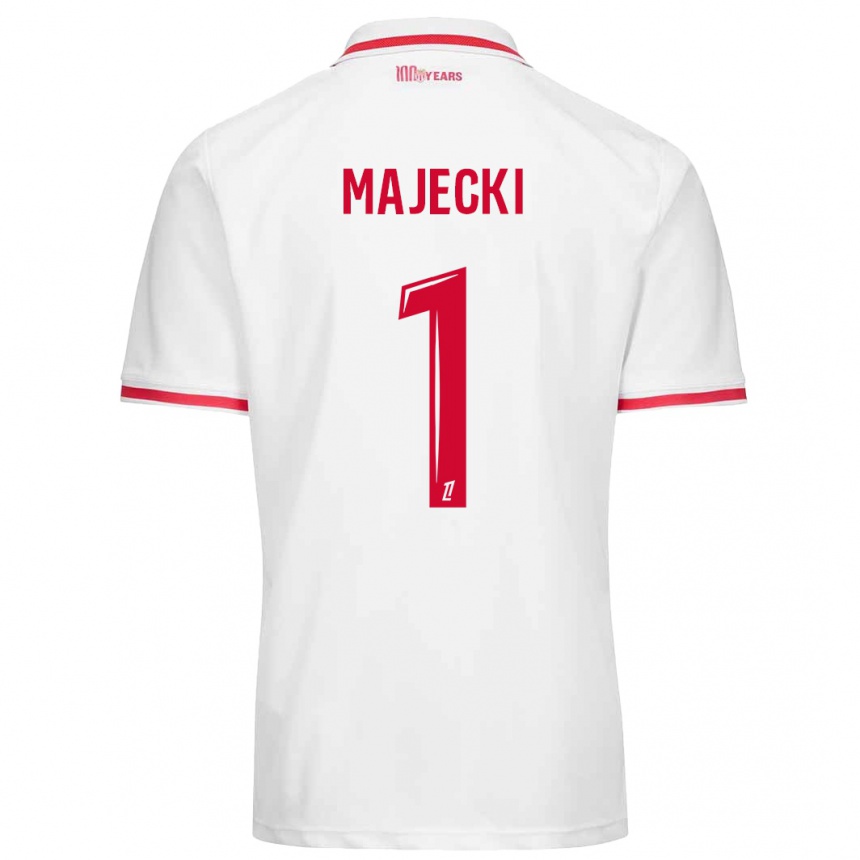 Kids Football Radoslaw Majecki #1 White Red Home Jersey 2024/25 T-Shirt Nz