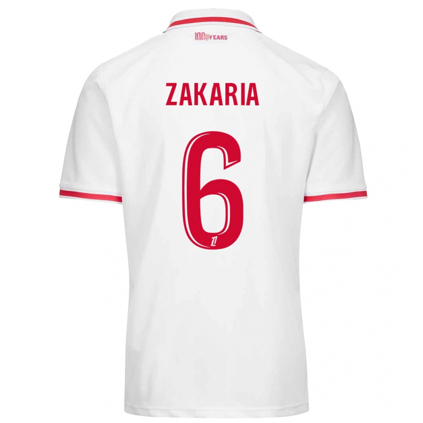 Kids Football Denis Zakaria #6 White Red Home Jersey 2024/25 T-Shirt Nz