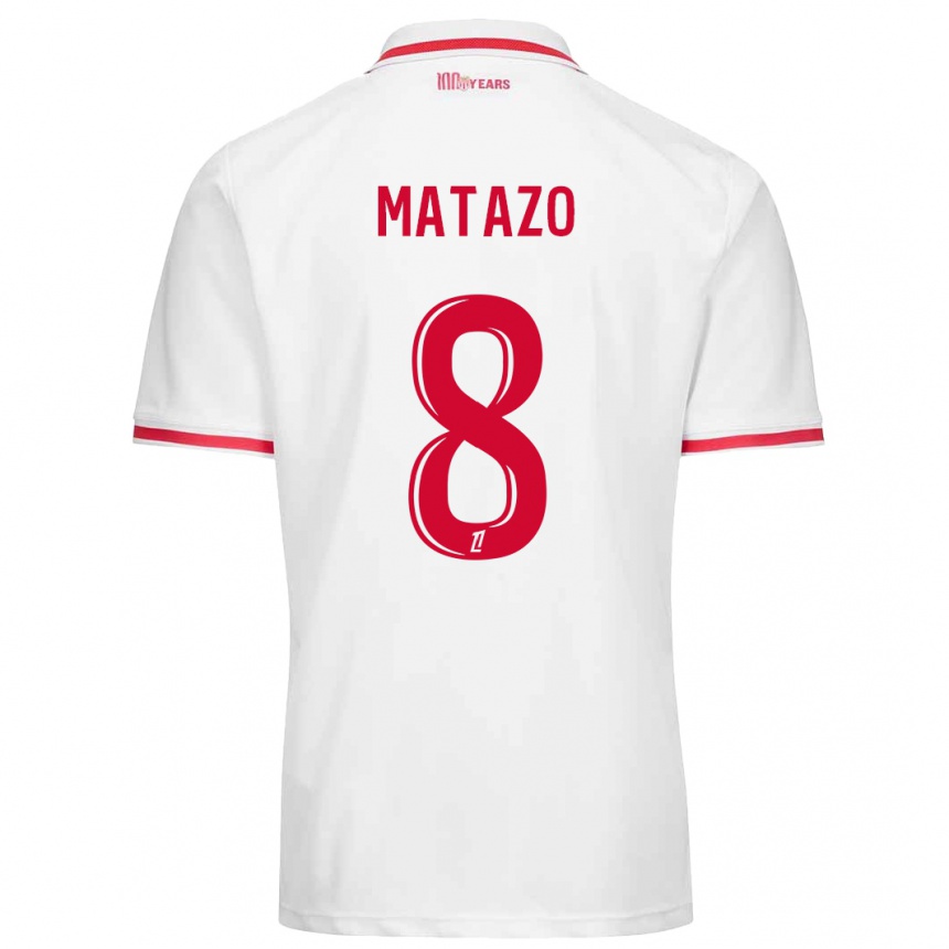 Kids Football Eliot Matazo #8 White Red Home Jersey 2024/25 T-Shirt Nz