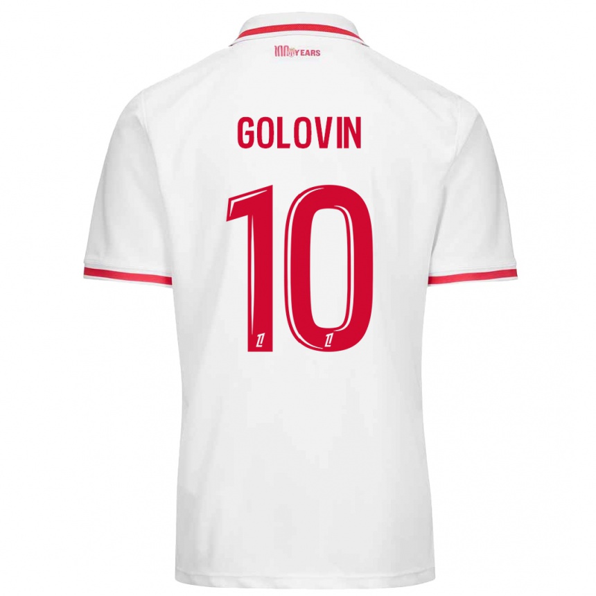 Kids Football Aleksandr Golovin #10 White Red Home Jersey 2024/25 T-Shirt Nz