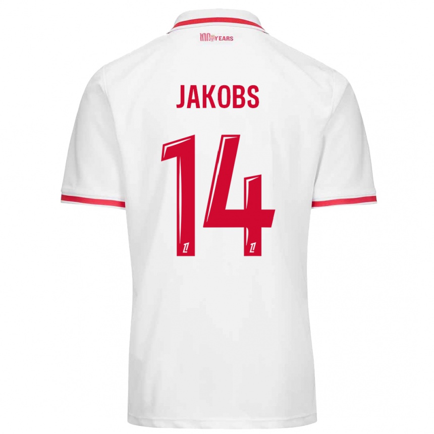 Kids Football Ismail Jakobs #14 White Red Home Jersey 2024/25 T-Shirt Nz