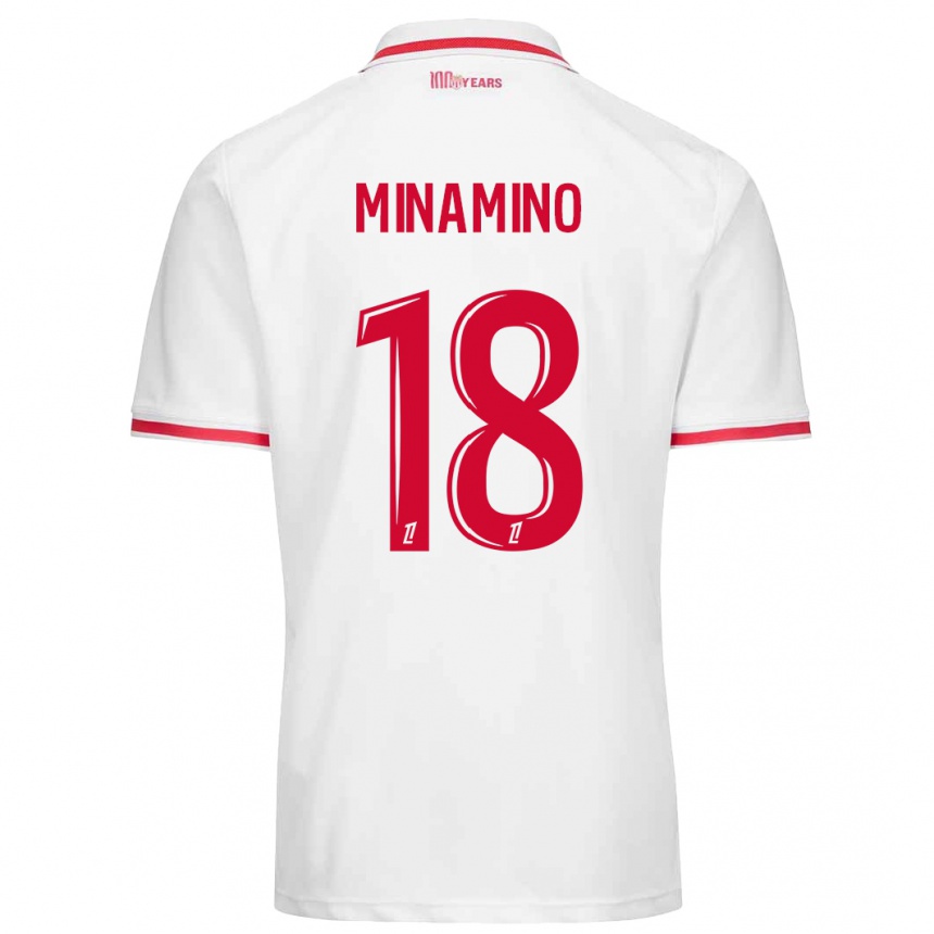 Kids Football Takumi Minamino #18 White Red Home Jersey 2024/25 T-Shirt Nz