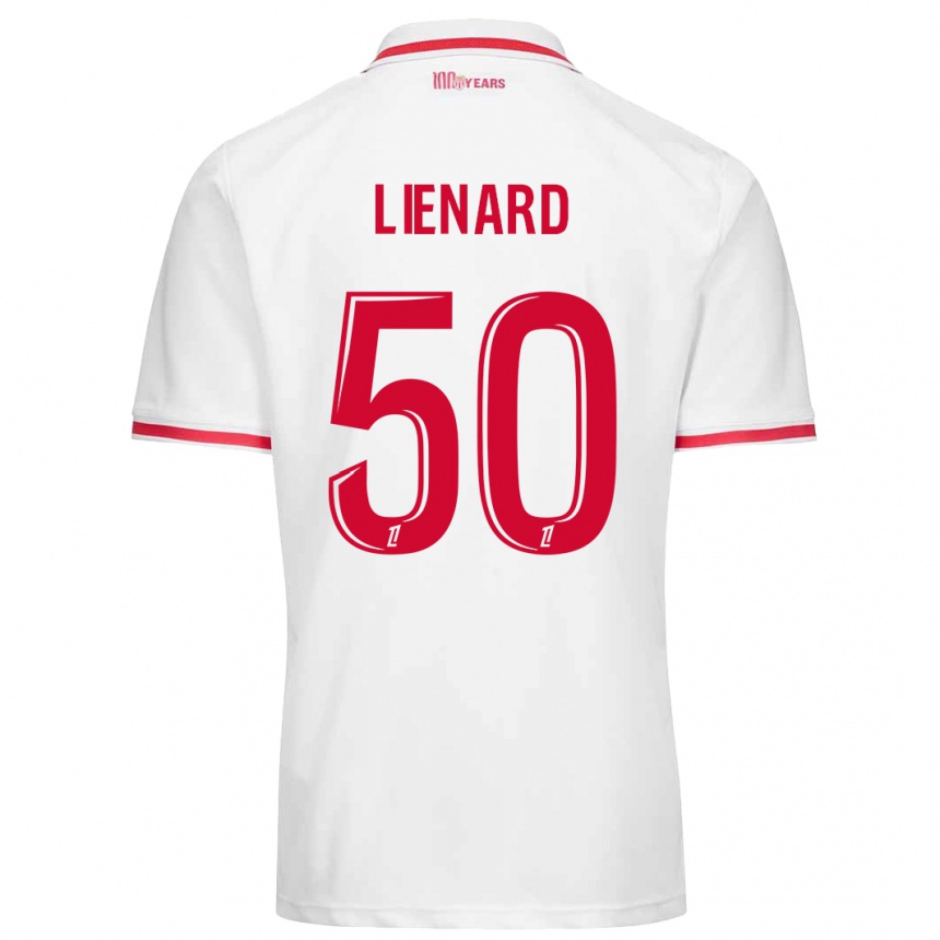 Kids Football Yann Lienard #50 White Red Home Jersey 2024/25 T-Shirt Nz