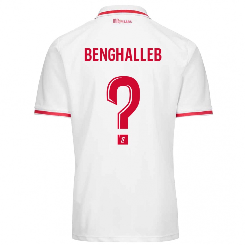 Kids Football Adam Benghalleb #0 White Red Home Jersey 2024/25 T-Shirt Nz