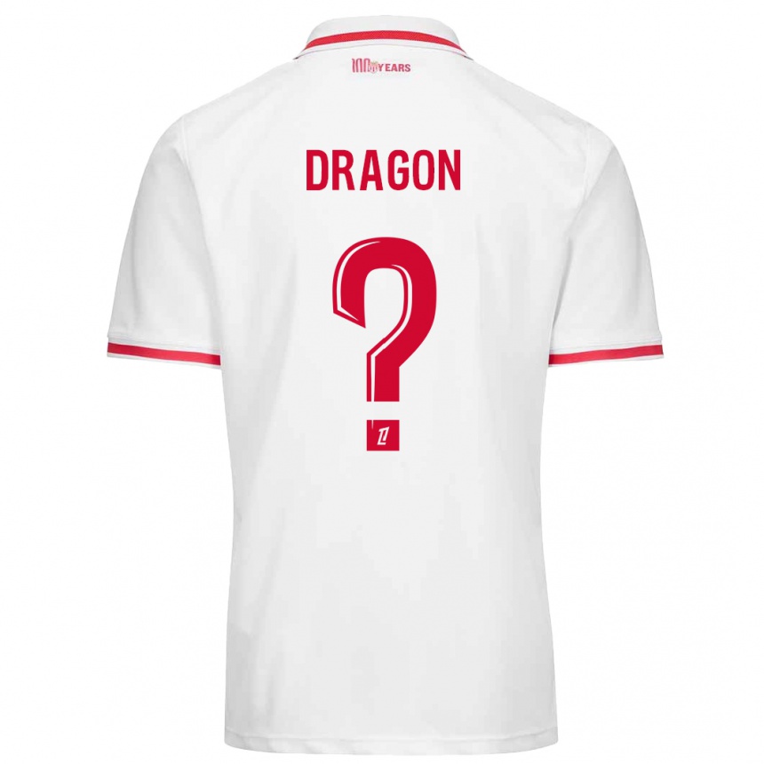 Kids Football Clément Dragon #0 White Red Home Jersey 2024/25 T-Shirt Nz