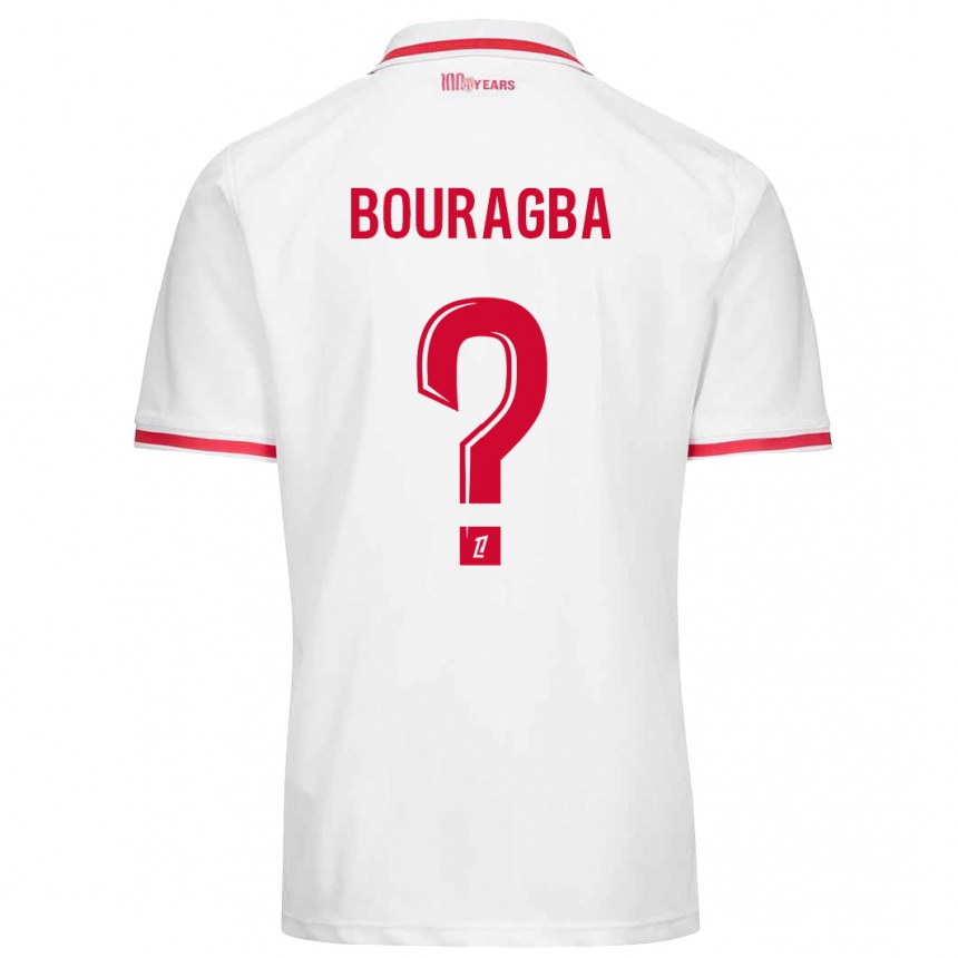 Kids Football Ouanis Bouragba #0 White Red Home Jersey 2024/25 T-Shirt Nz