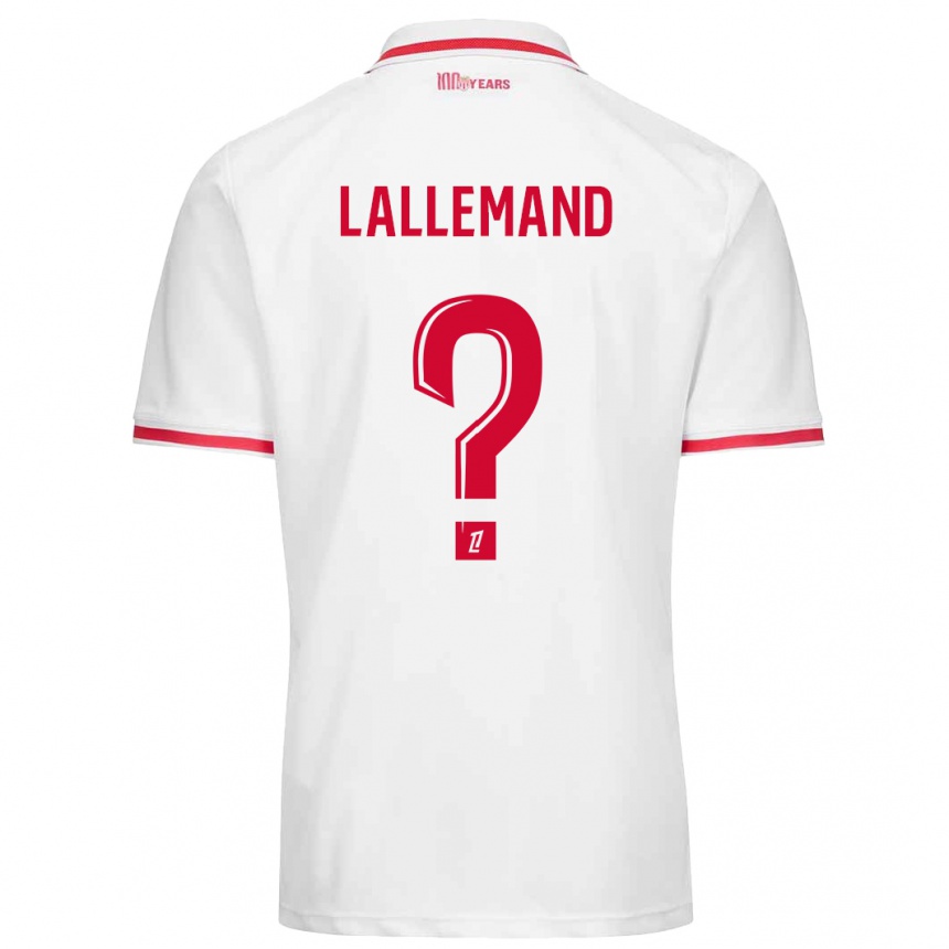 Kids Football Nassim Lallemand #0 White Red Home Jersey 2024/25 T-Shirt Nz