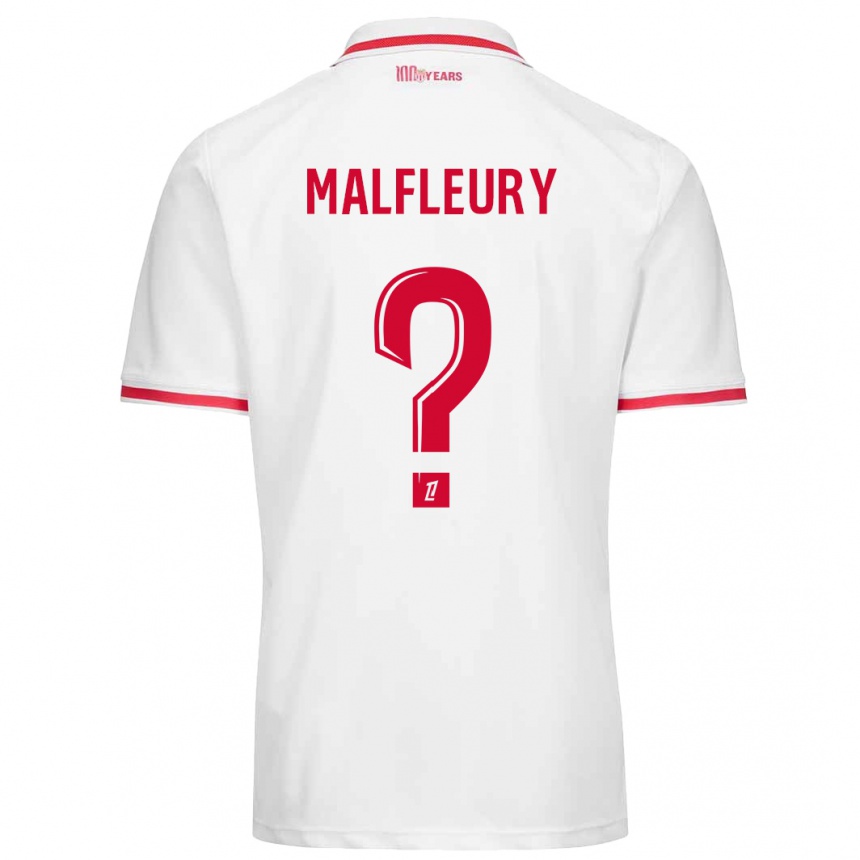 Kids Football Geoffrey Malfleury #0 White Red Home Jersey 2024/25 T-Shirt Nz