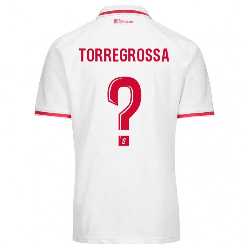 Kids Football Hugo Torregrossa #0 White Red Home Jersey 2024/25 T-Shirt Nz