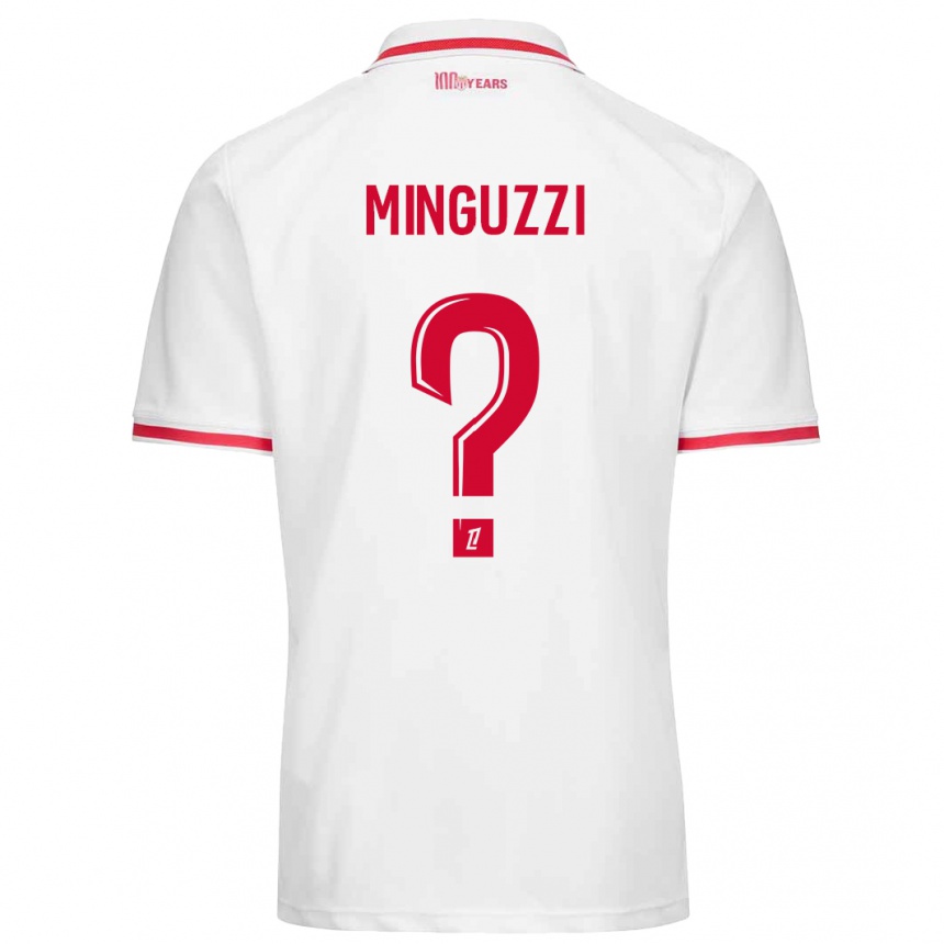 Kids Football Matteo Minguzzi #0 White Red Home Jersey 2024/25 T-Shirt Nz