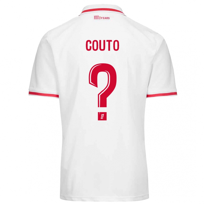 Kids Football Enzo Couto #0 White Red Home Jersey 2024/25 T-Shirt Nz