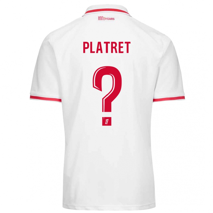 Kids Football Aurélien Platret #0 White Red Home Jersey 2024/25 T-Shirt Nz