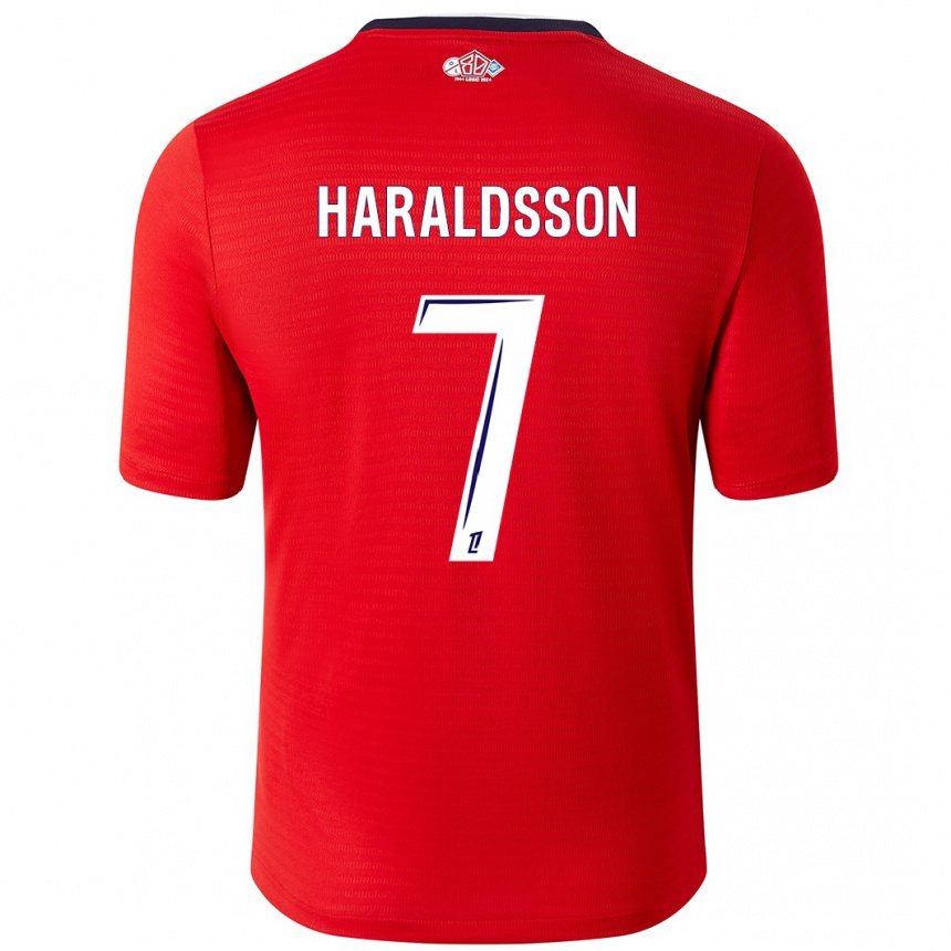 Kids Football Hákon Arnar Haraldsson #7 Red White Home Jersey 2024/25 T-Shirt Nz