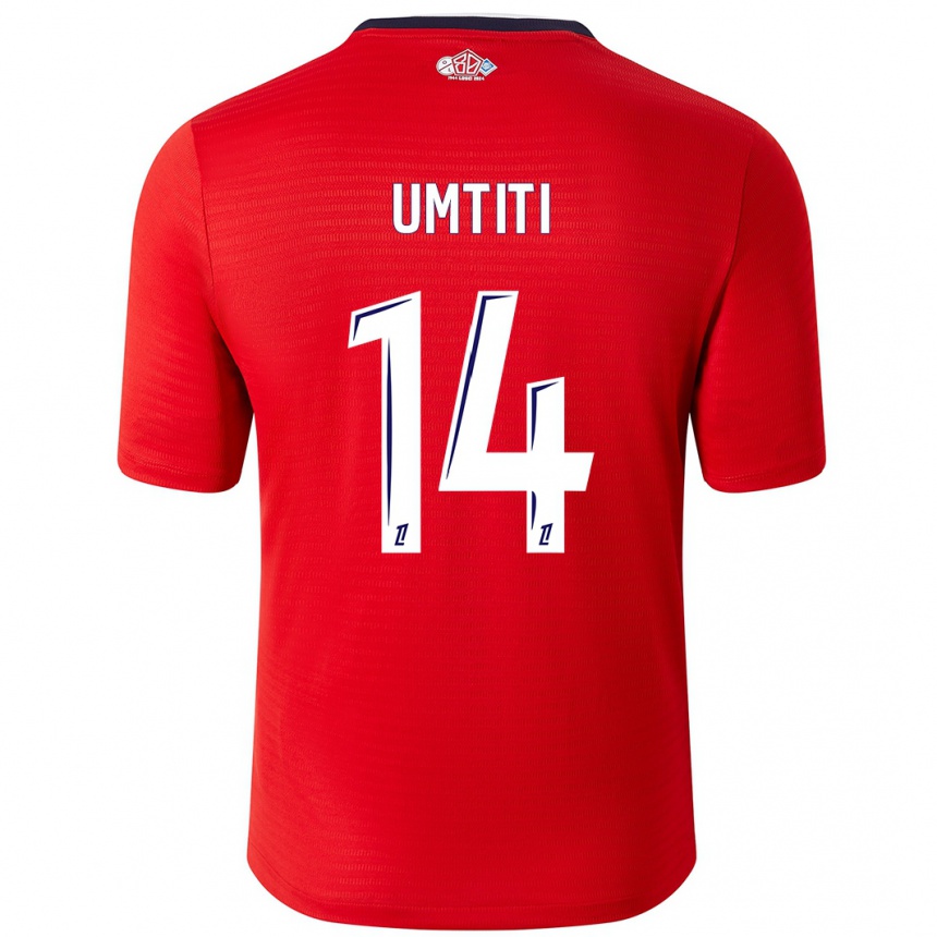 Kids Football Samuel Umtiti #14 Red White Home Jersey 2024/25 T-Shirt Nz