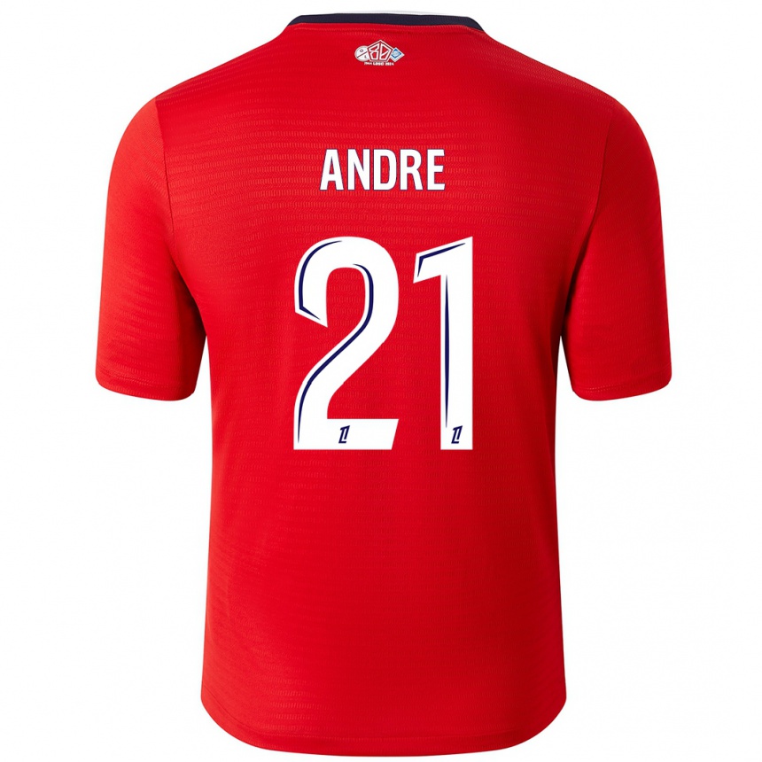 Kids Football Benjamin André #21 Red White Home Jersey 2024/25 T-Shirt Nz