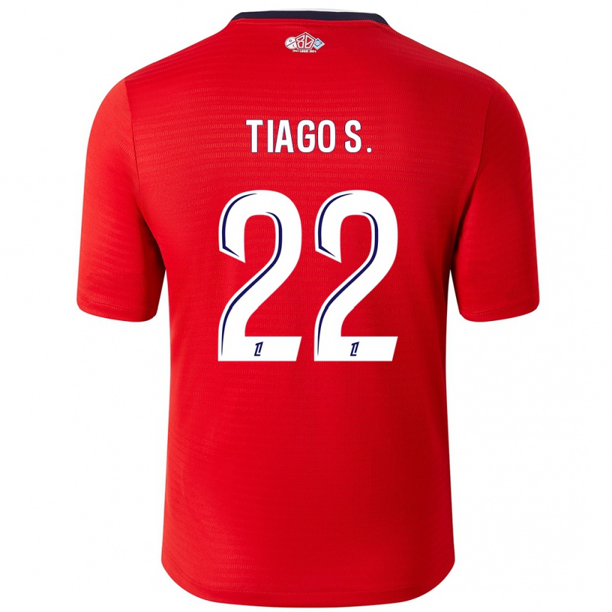 Kids Football Tiago Santos #22 Red White Home Jersey 2024/25 T-Shirt Nz