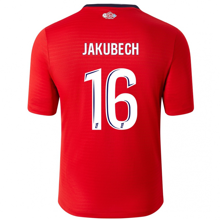 Kids Football Adam Jakubech #16 Red White Home Jersey 2024/25 T-Shirt Nz