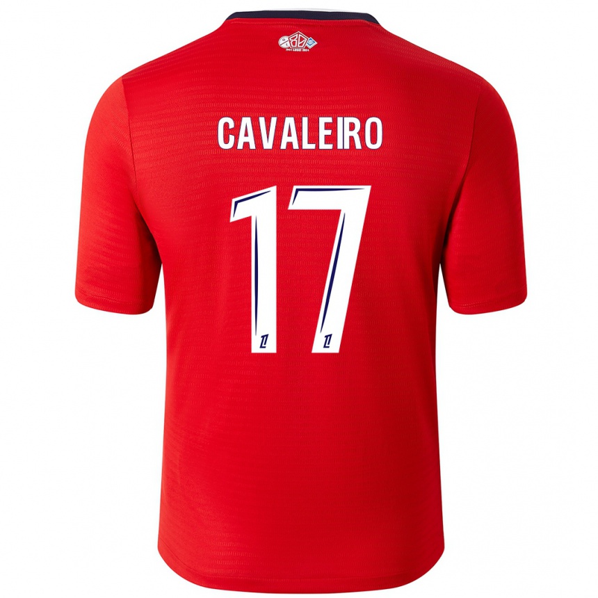 Kids Football Ivan Cavaleiro #17 Red White Home Jersey 2024/25 T-Shirt Nz