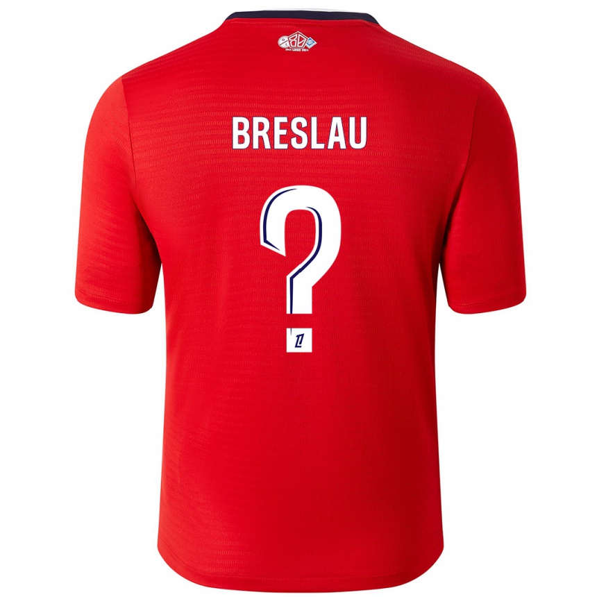 Kids Football Jessy Breslau #0 Red White Home Jersey 2024/25 T-Shirt Nz