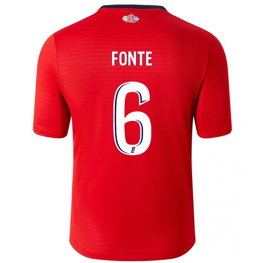 Kids Football Jose Fonte #6 Red White Home Jersey 2024/25 T-Shirt Nz