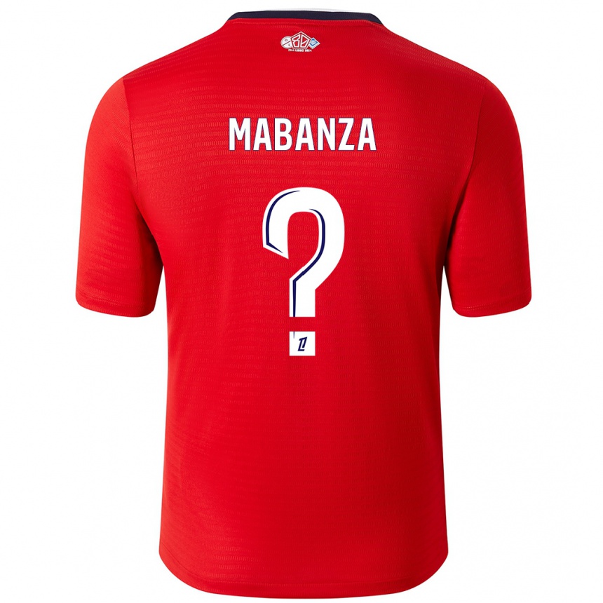 Kids Football Carmel Mabanza #0 Red White Home Jersey 2024/25 T-Shirt Nz