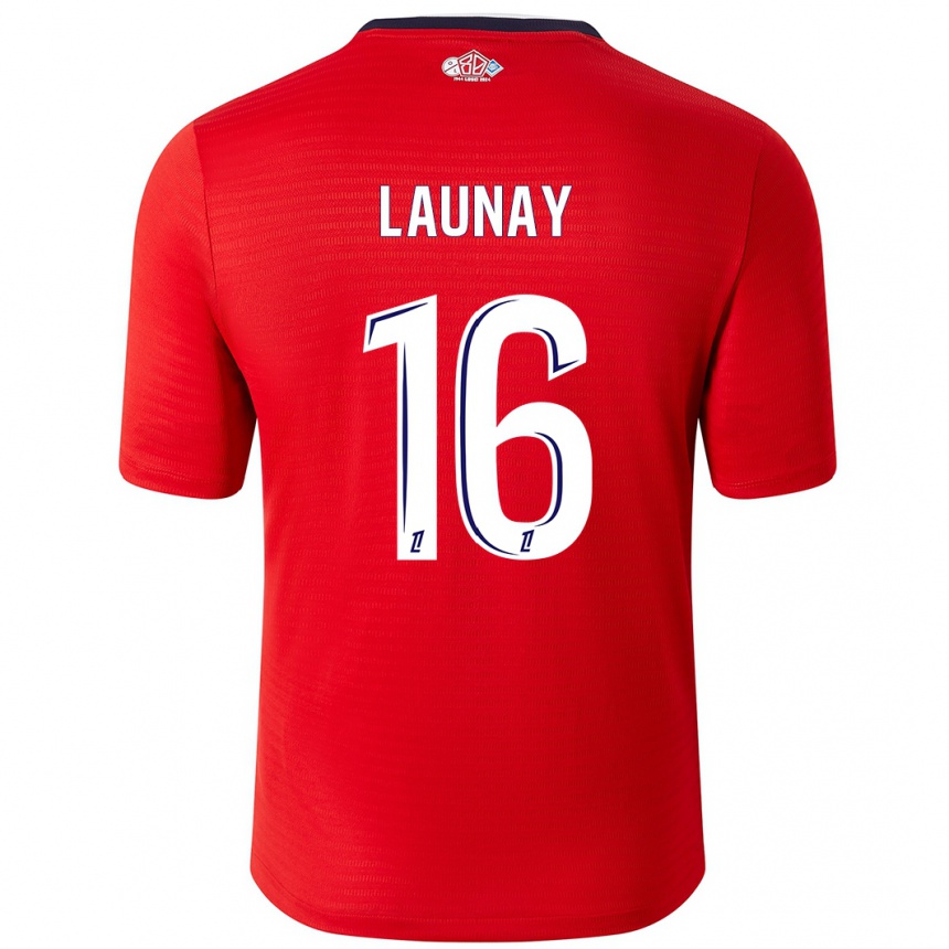 Kids Football Elisa Launay #16 Red White Home Jersey 2024/25 T-Shirt Nz