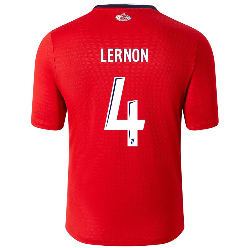 Kids Football Jessica Lernon #4 Red White Home Jersey 2024/25 T-Shirt Nz