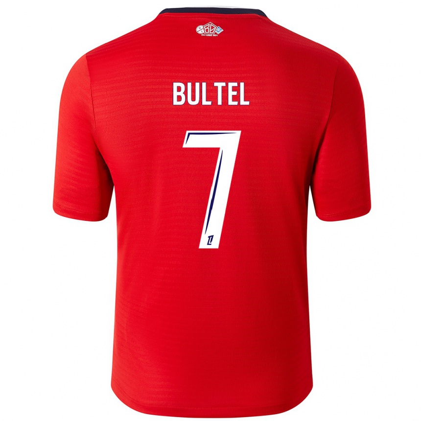 Kids Football Ludivine Bultel #7 Red White Home Jersey 2024/25 T-Shirt Nz