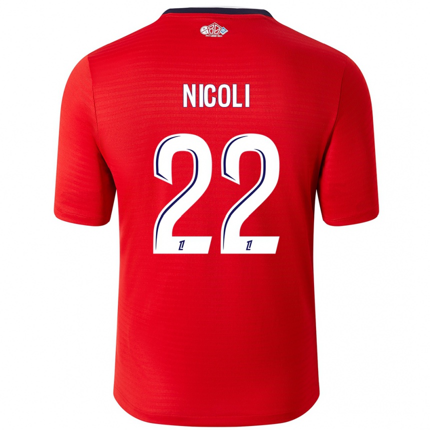 Kids Football Morgane Nicoli #22 Red White Home Jersey 2024/25 T-Shirt Nz