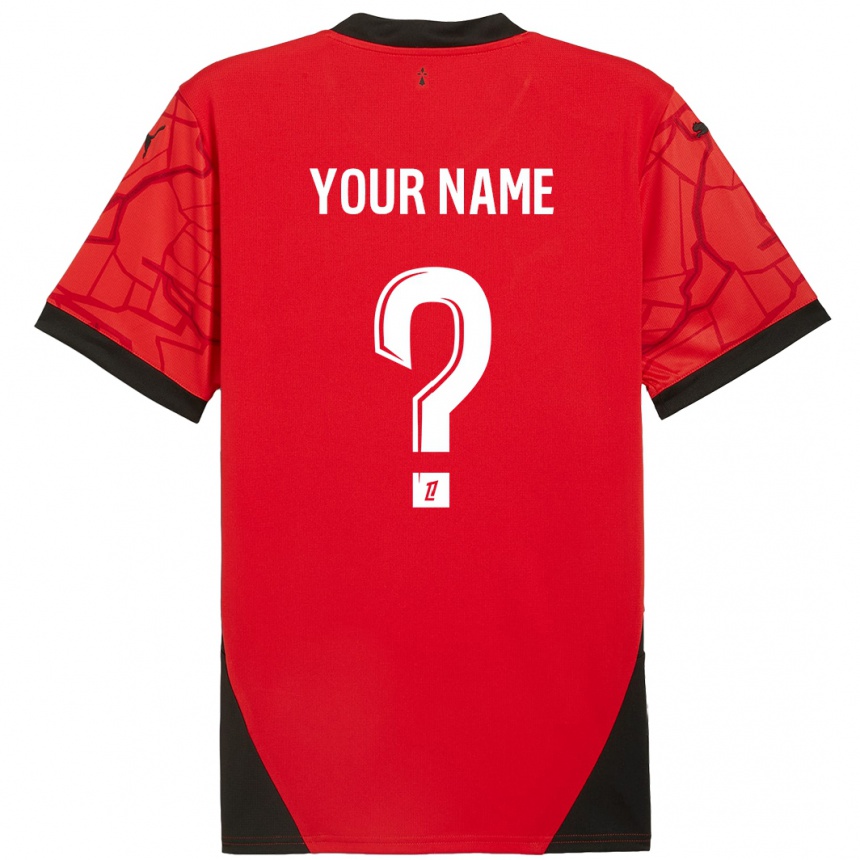 Kids Football Your Name #0 Red Black Home Jersey 2024/25 T-Shirt Nz