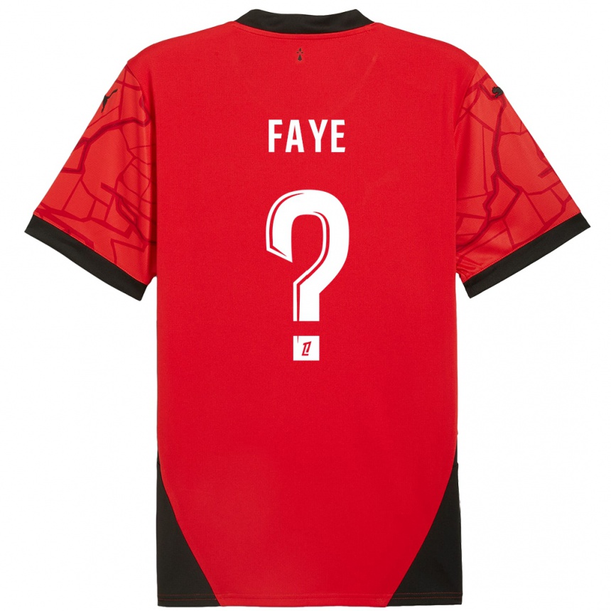 Kids Football Mikayil Faye #0 Red Black Home Jersey 2024/25 T-Shirt Nz