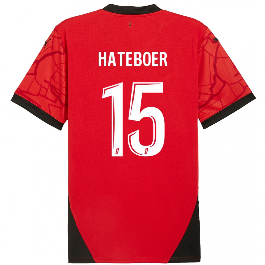 Kids Football Hans Hateboer #15 Red Black Home Jersey 2024/25 T-Shirt Nz