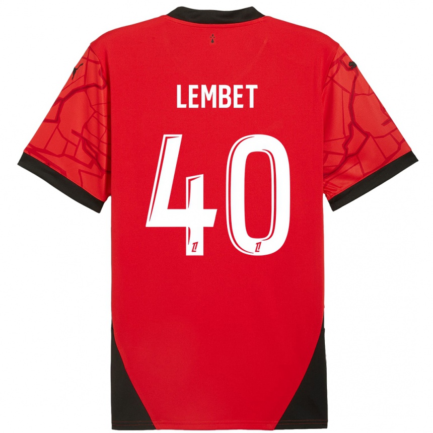 Kids Football Geoffrey Lembet #40 Red Black Home Jersey 2024/25 T-Shirt Nz