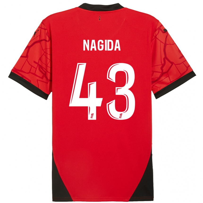 Kids Football Mahamadou Nagida #43 Red Black Home Jersey 2024/25 T-Shirt Nz