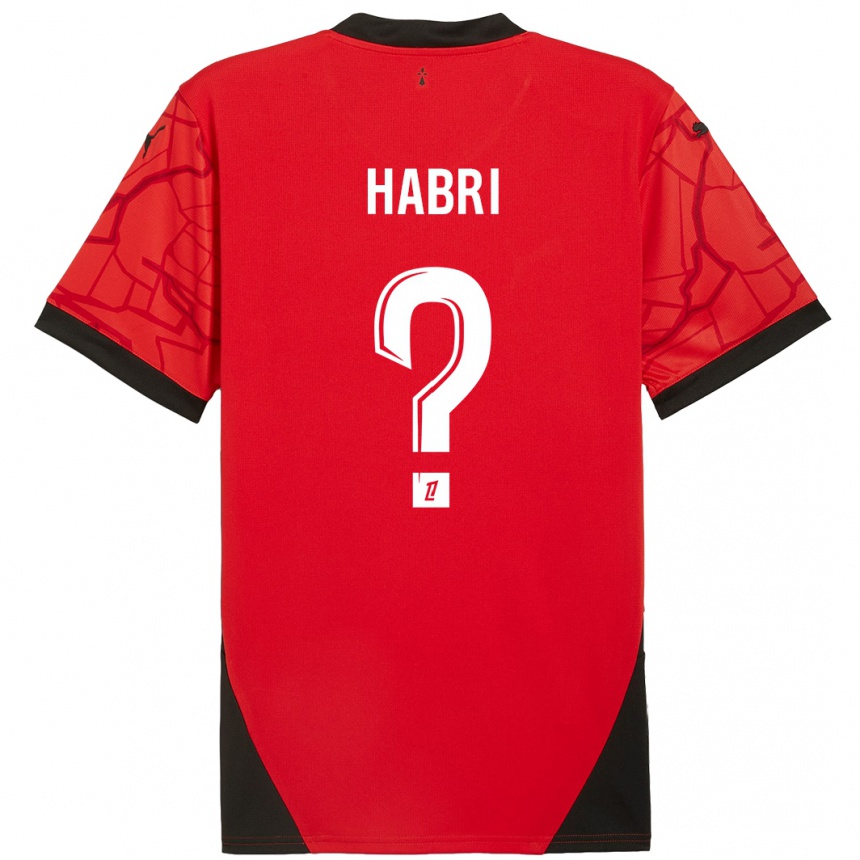 Kids Football Issa Habri #0 Red Black Home Jersey 2024/25 T-Shirt Nz