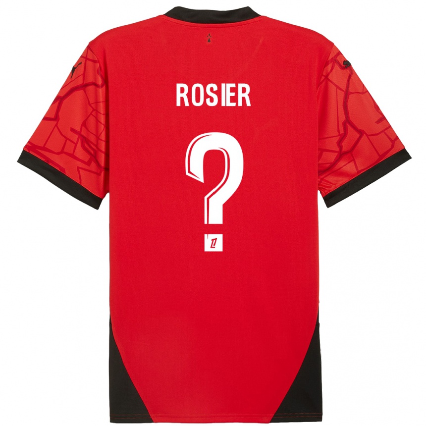 Kids Football Lucas Rosier #0 Red Black Home Jersey 2024/25 T-Shirt Nz