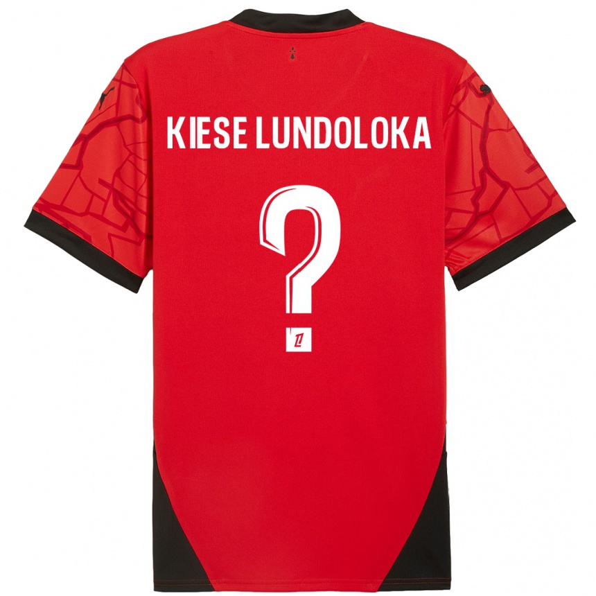 Kids Football Jeanslor Kiese Lundoloka #0 Red Black Home Jersey 2024/25 T-Shirt Nz