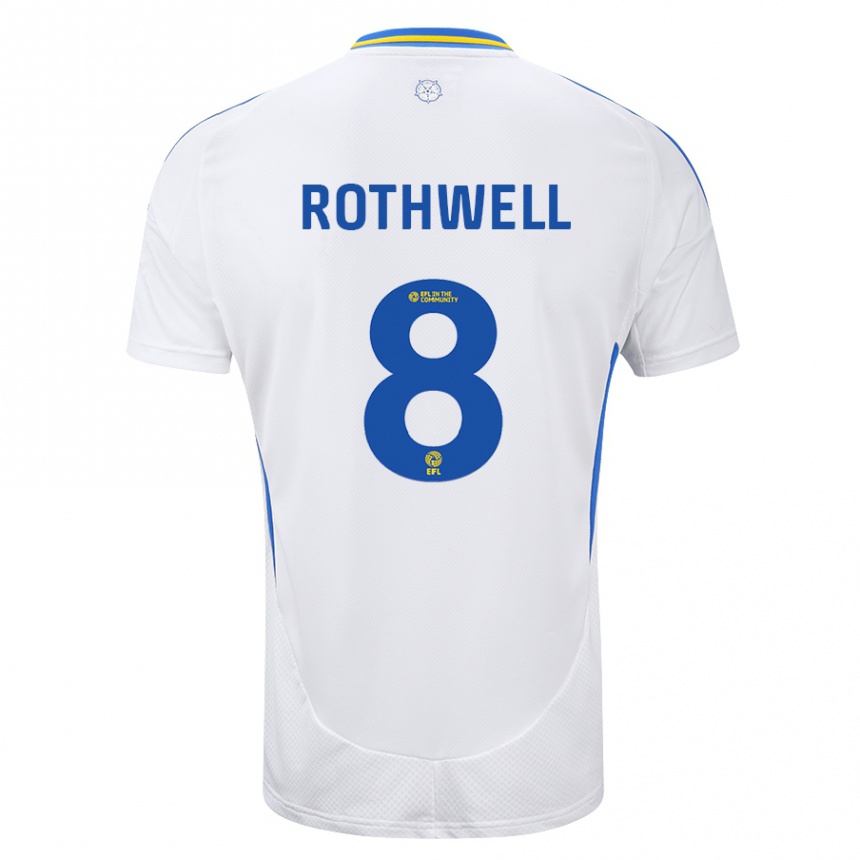 Kids Football Joe Rothwell #8 White Blue Home Jersey 2024/25 T-Shirt Nz