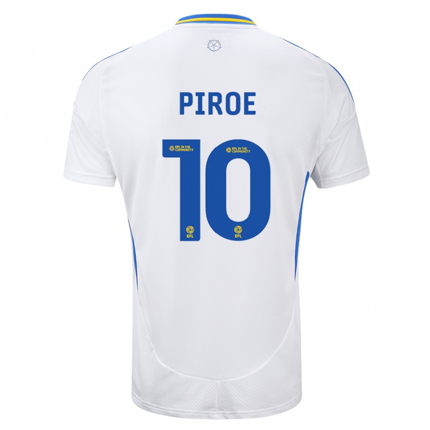 Kids Football Joël Piroe #10 White Blue Home Jersey 2024/25 T-Shirt Nz