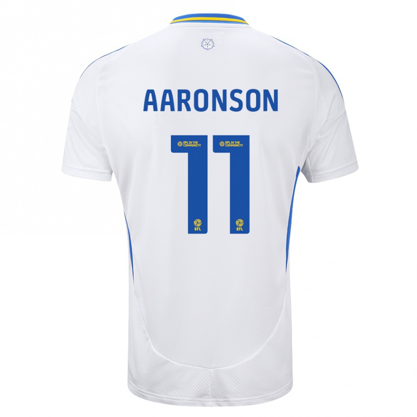 Kids Football Brenden Aaronson #11 White Blue Home Jersey 2024/25 T-Shirt Nz