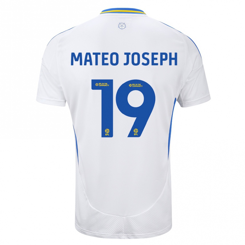 Kids Football Mateo Joseph #19 White Blue Home Jersey 2024/25 T-Shirt Nz